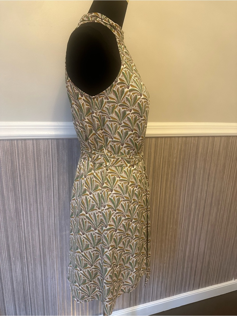 Anthropologie Botanical Halter Dress XS Tie Waist Lined A-Line Dress - Picture 7 of 12
